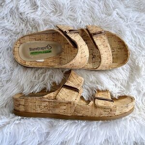 BareTraps CHERILYN Cork Strap Sandal Women's 6 Slip On Velcro Closure Tan